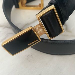 Vintage 2002 PRADA black and gold belt small